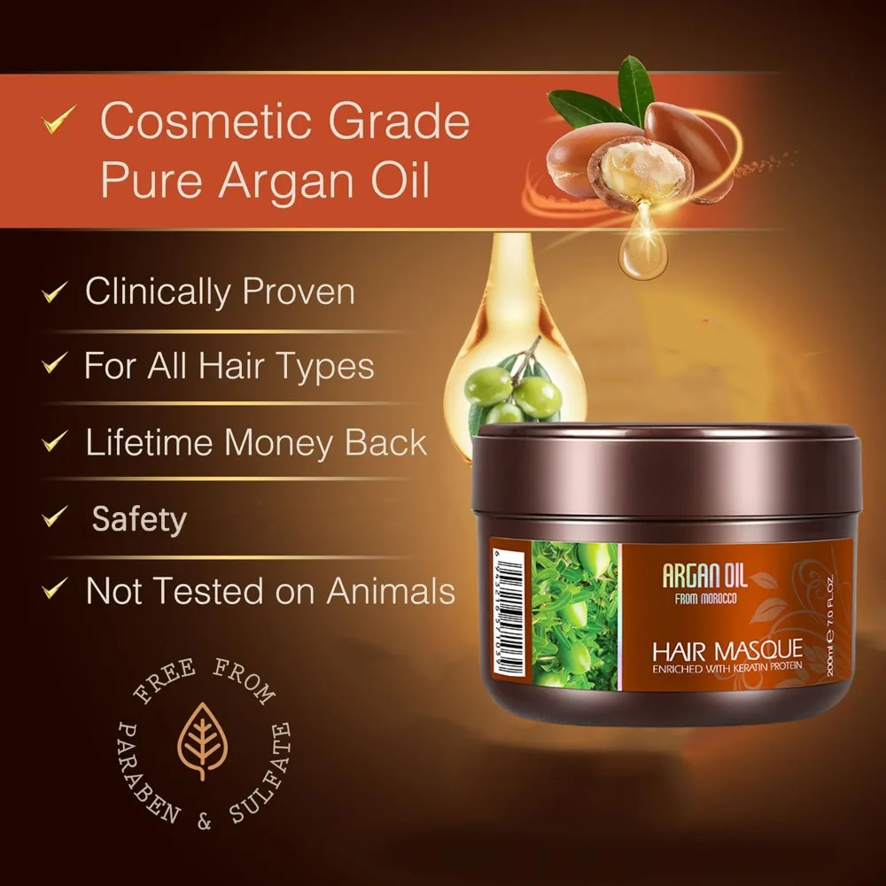 Queratina Argan Oil Hair Mask, - Deep Conditioner Mask avaliação e preço